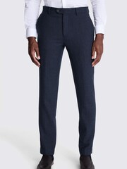 MOSS Blue Tailored Fit Twill Trousers - Image 1 of 3