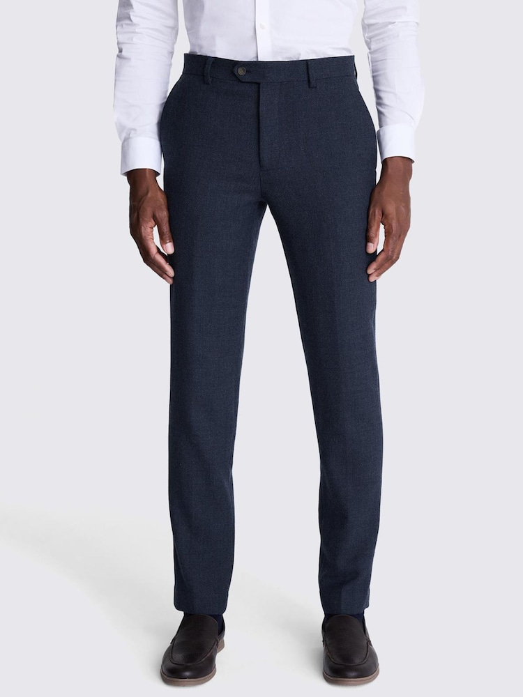 MOSS Blue Tailored Fit Twill Trousers - Image 2 of 3