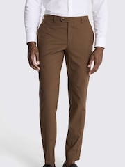 MOSS Brown Slim Fit Copper Flannel Trousers - Image 1 of 3