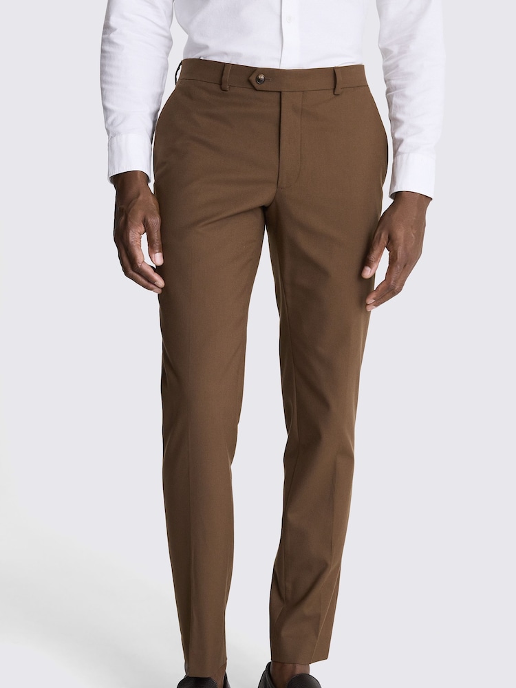 MOSS Brown Slim Fit Copper Flannel Trousers - Image 1 of 3