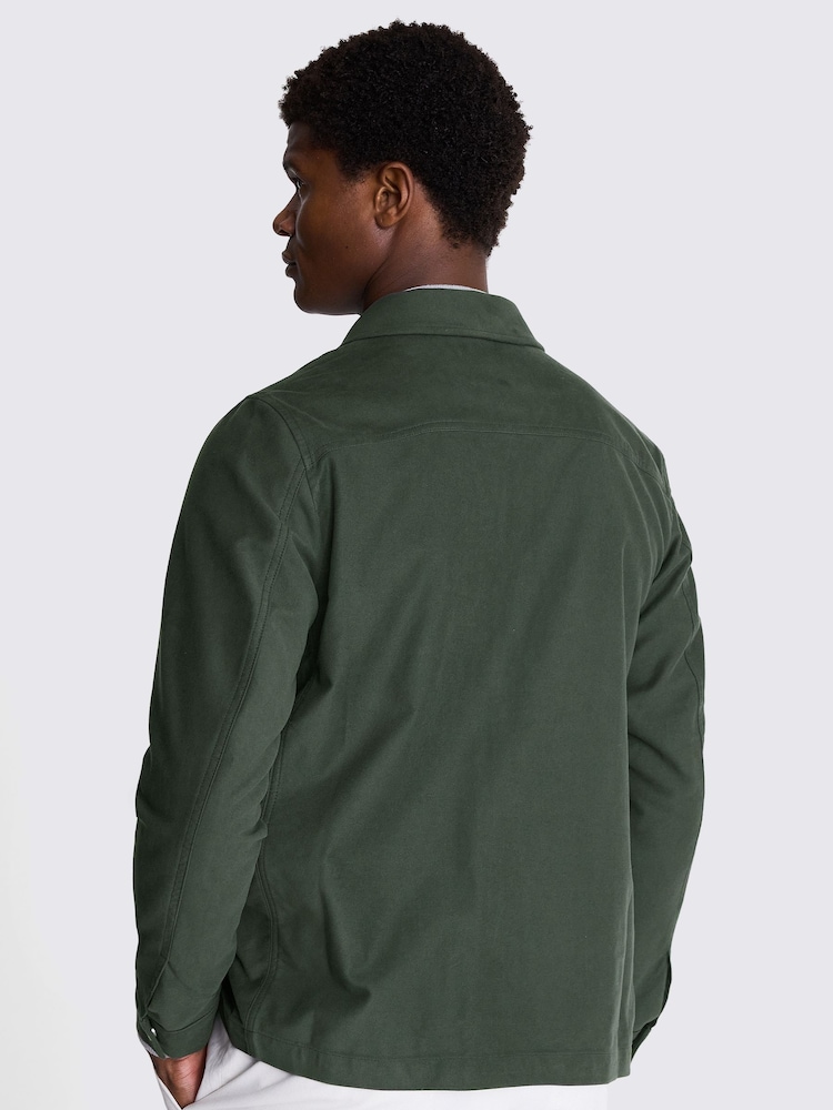 MOSS Khaki Green Moleskin Chore 100% Cotton Overshirt - Image 3 of 4