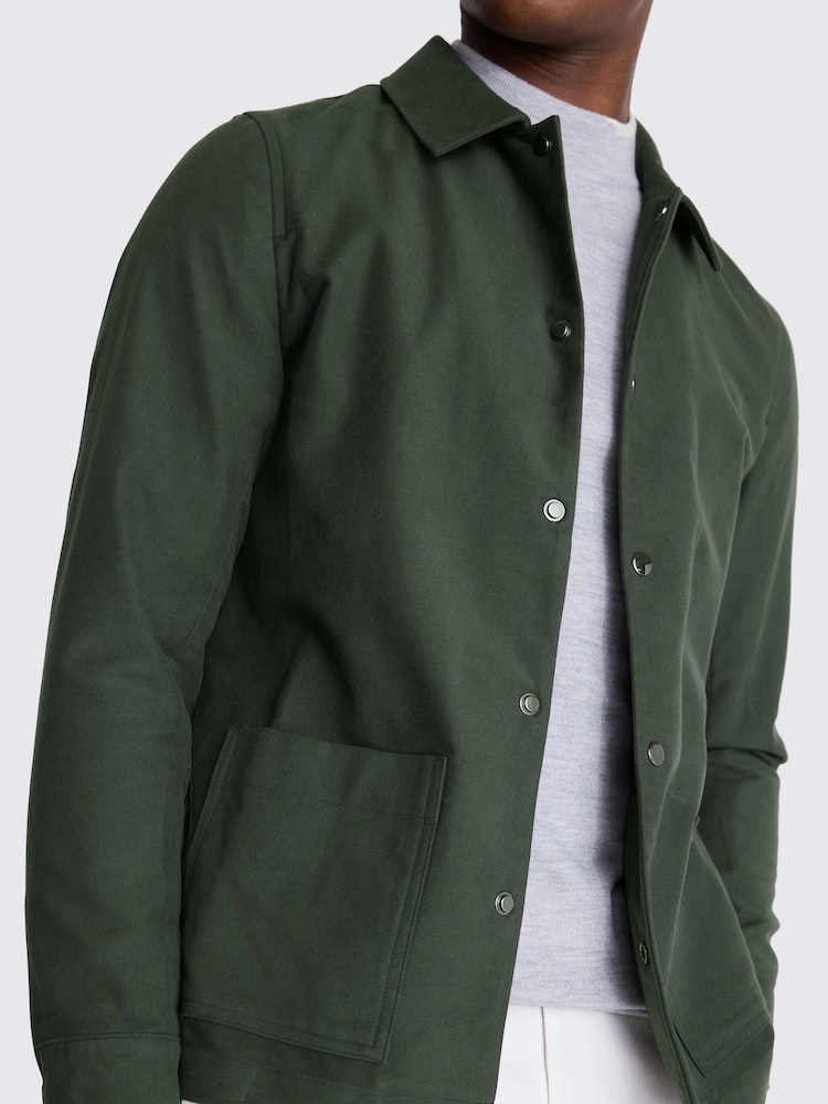 MOSS Khaki Green Moleskin Chore 100% Cotton Overshirt - Image 4 of 4