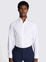 MOSS White Tailored Fit Pinpoint Oxford Contrast 100% Cotton Shirt - Image 1 of 4