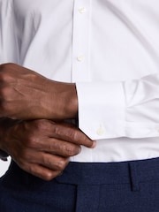 MOSS White Tailored Fit Pinpoint Oxford Contrast 100% Cotton Shirt - Image 3 of 4