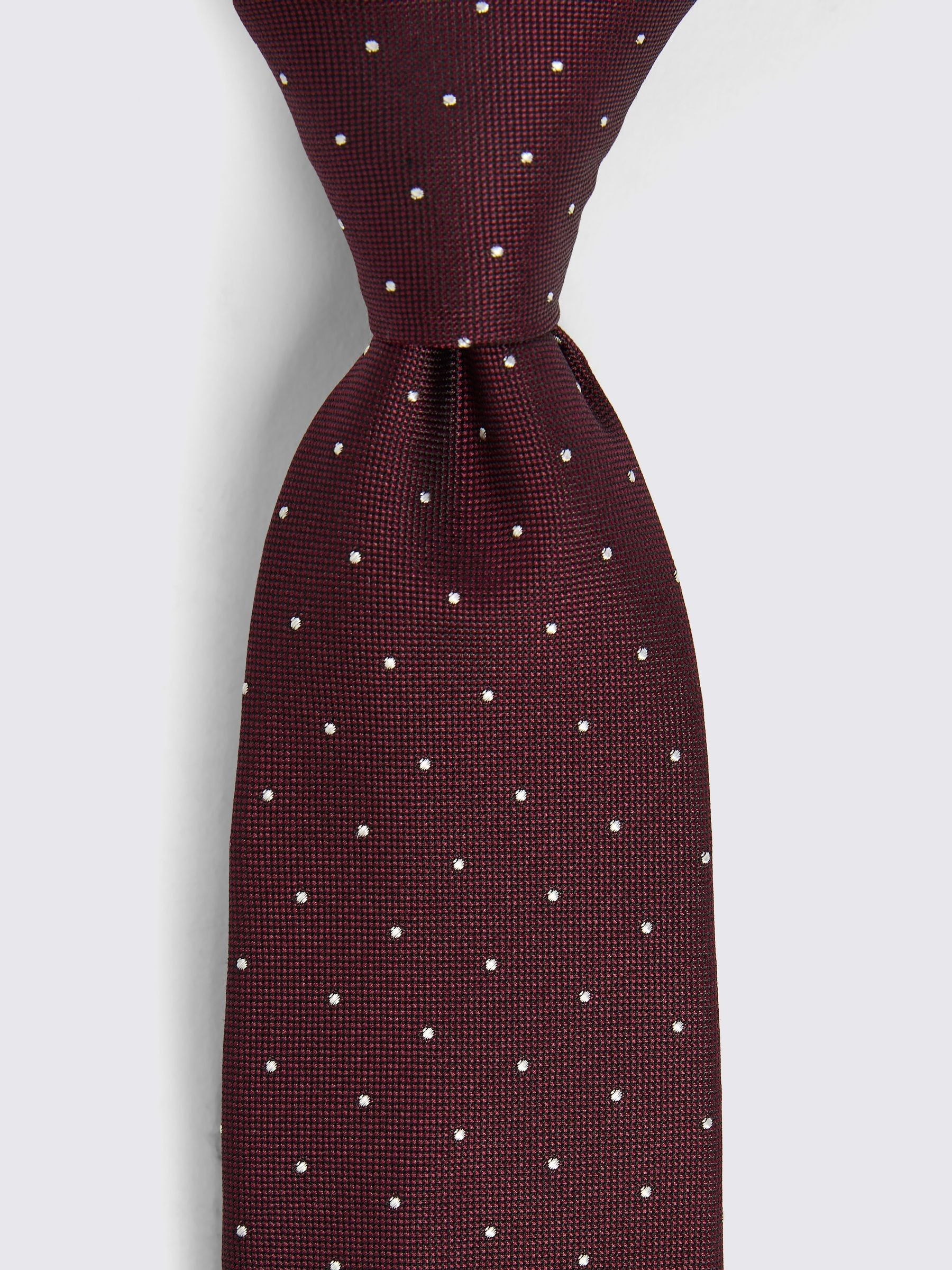 MOSS Red Silk & Wool Pindot Tie - Image 2 of 2