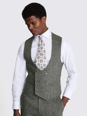 MOSS Khaki Green Slim Fit Tweed Waistcoat - Image 1 of 3