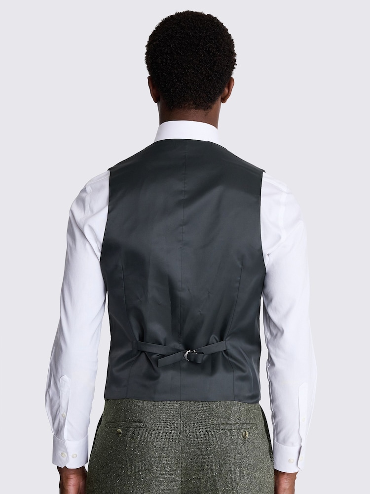 MOSS Khaki Green Slim Fit Tweed Waistcoat - Image 2 of 3