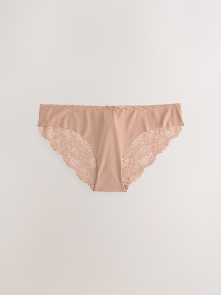 Schwarz/Weiß/Praline, Nude - Nahtlose Slips mit Spitzenrückseite im 5er-Pack - Image 6 of 8