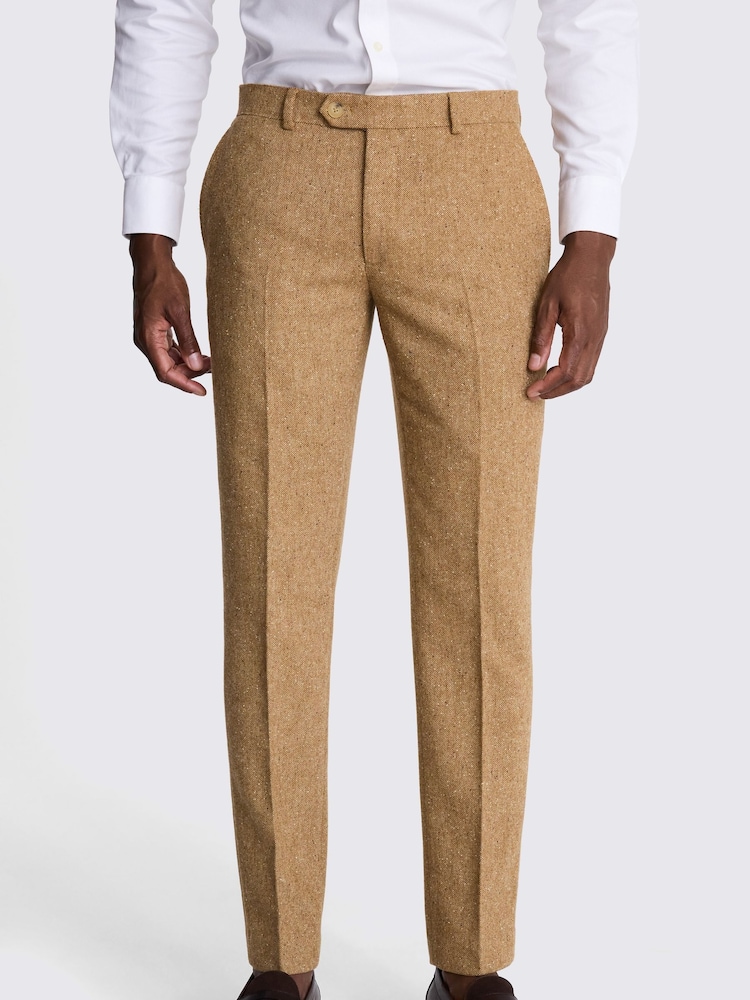 MOSS Yellow Slim Fit Tweed Trousers - Image 1 of 3
