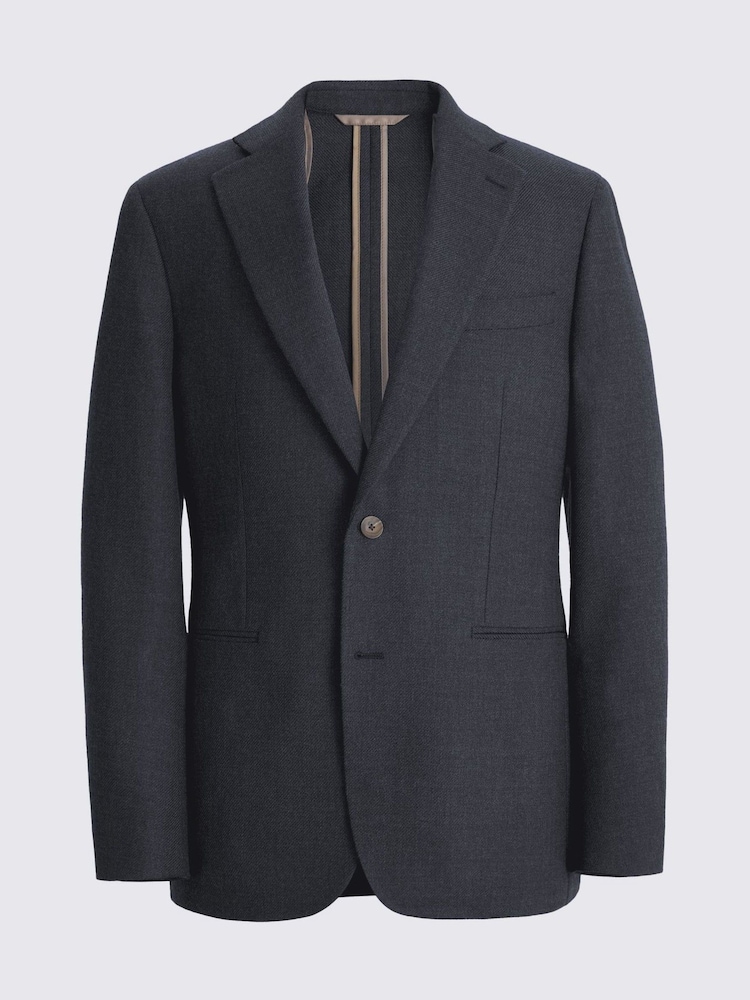 MOSS Blue Tailored Fit Twill Suit Jacket - Image 7 of 7