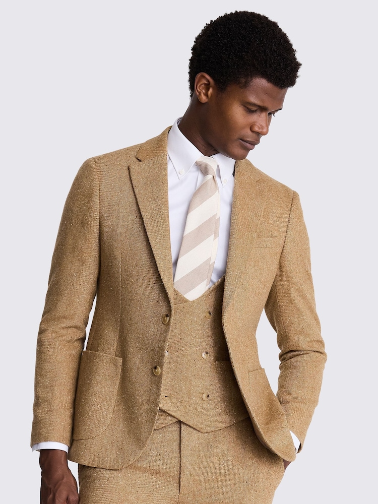 MOSS Yellow Slim Fit Tweed Jacket - Image 1 of 6