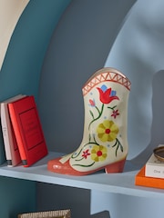 Eleanor Bowmer Cream/Red Cowgirl Boot Vase - Image 2 of 5
