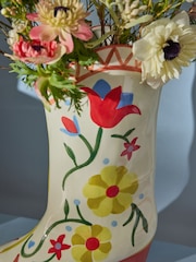 Eleanor Bowmer Cream/Red Cowgirl Boot Vase - Image 3 of 5