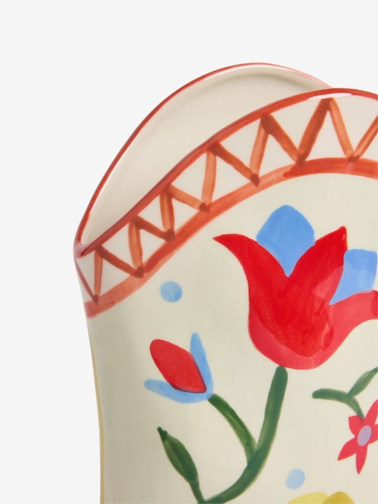 Eleanor Bowmer Cream/Red Cowgirl Boot Vase - Image 5 of 5