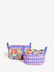 Eleanor Bowmer Set of 2 Pink Printed Storage Bags - Image 4 of 6