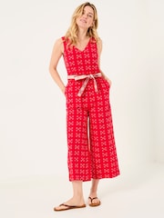 FatFace Aeran Red Jacquard Jumpsuit - Image 3 of 10