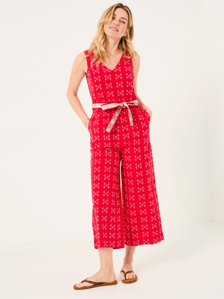 FatFace Aeran Red Jacquard Jumpsuit - Image 3 of 10