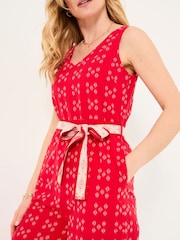 FatFace Aeran Red Jacquard Jumpsuit - Image 4 of 10