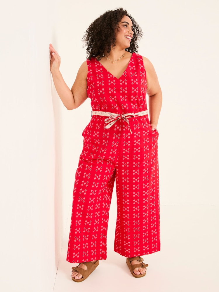 FatFace Aeran Red Jacquard Jumpsuit - Image 5 of 10