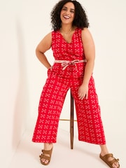 FatFace Aeran Red Jacquard Jumpsuit - Image 7 of 10
