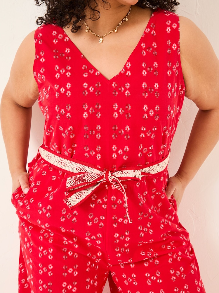 FatFace Aeran Red Jacquard Jumpsuit - Image 8 of 10