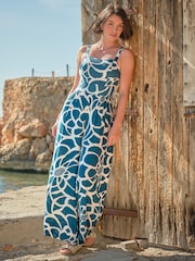 FatFace Ruby Teal Blue Shibori Jumpsuit - Image 1 of 6