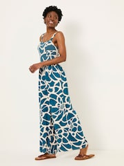FatFace Ruby Teal Blue Shibori Jumpsuit - Image 2 of 6