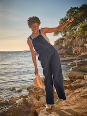 FatFace Navy Doubles Jumpsuit - Image 1 of 7