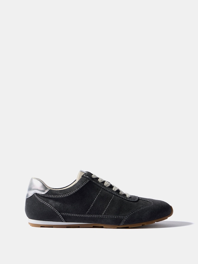 Mint Velvet Grey Vick Suede Trainers - Image 1 of 4