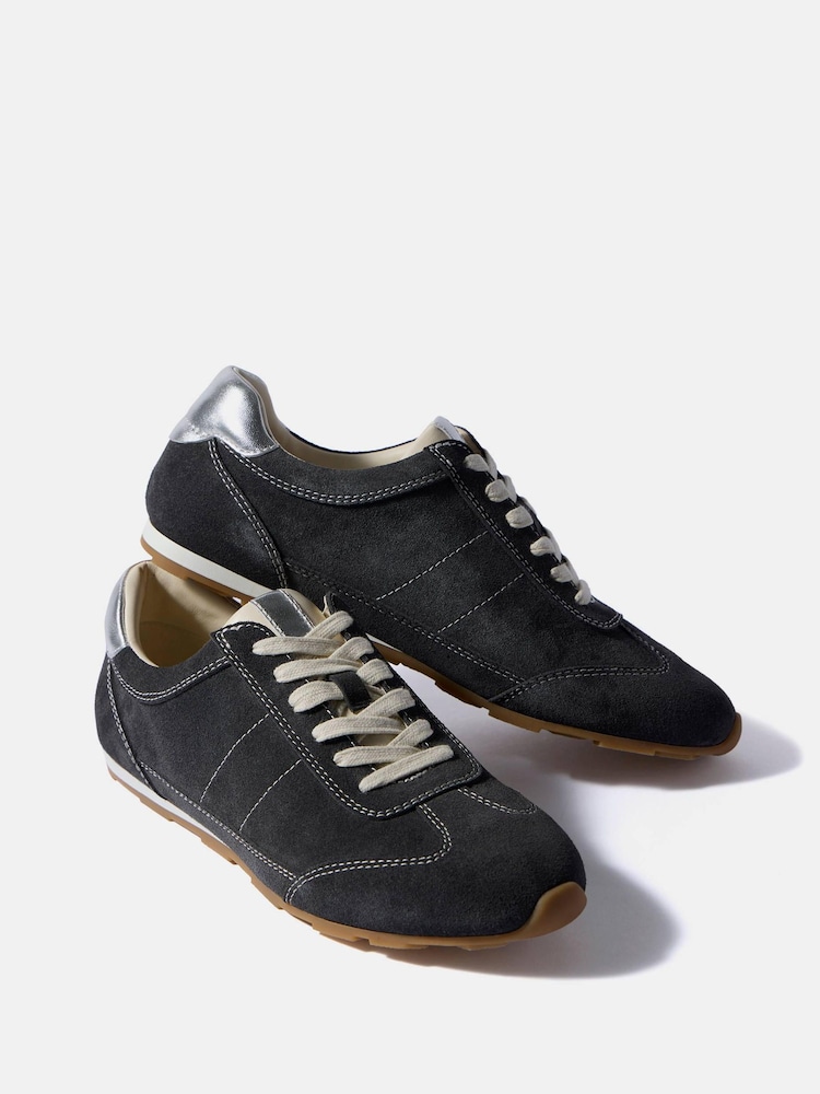 Mint Velvet Grey Vick Suede Trainers - Image 2 of 4