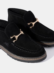 أسود - Mint Velvet Effie Suede Loafer Boots - Image 4 of 4