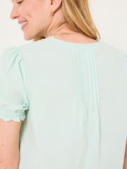 FatFace Aguste Mint Green Broderie Blouse - Image 5 of 11