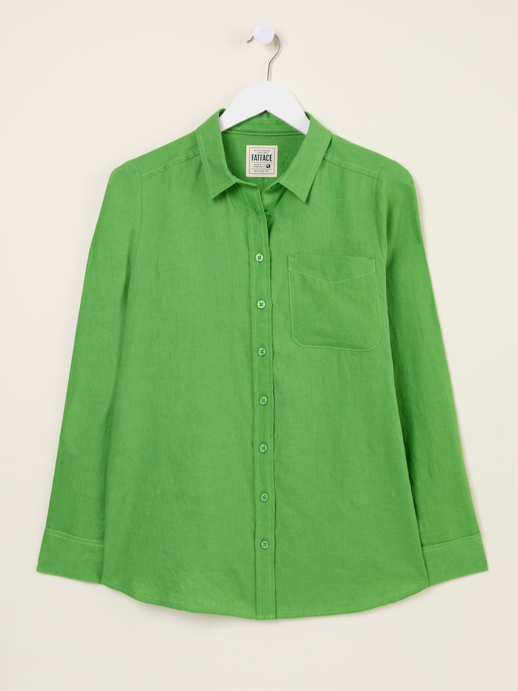 FatFace Green Olivia Linen Shirt - Image 5 of 5 FatFace Green Olivia Linen Shirt - Image 5 of 5