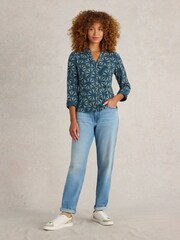 White Stuff Green Annie 100% Cotton Jersey Shirt - Image 1 of 6