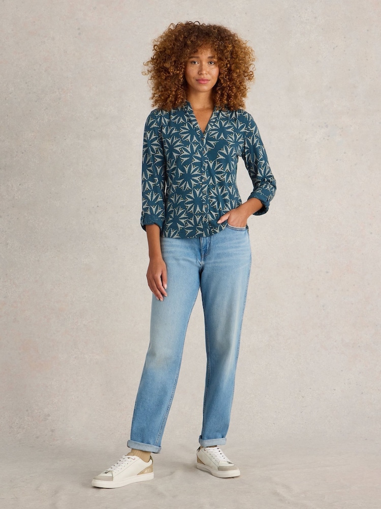 White Stuff Green Annie 100% Cotton Jersey Shirt - Image 1 of 6
