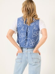 FatFace Beth Indigo Blue Printed Waistcoat - Image 2 of 5