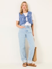 FatFace Beth Indigo Blue Printed Waistcoat - Image 3 of 5