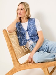 FatFace Beth Indigo Blue Printed Waistcoat - Image 4 of 5