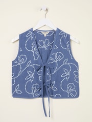 FatFace Beth Indigo Blue Printed Waistcoat - Image 5 of 5