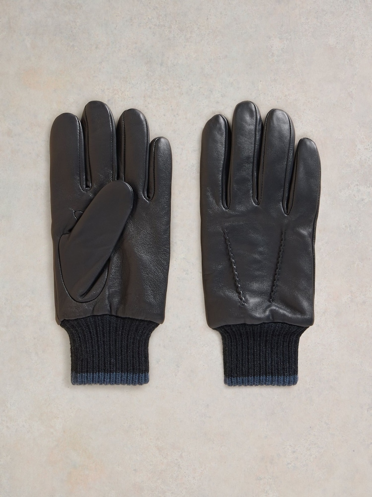 White Stuff Blue Leo Leather Gloves - Image 1 of 3
