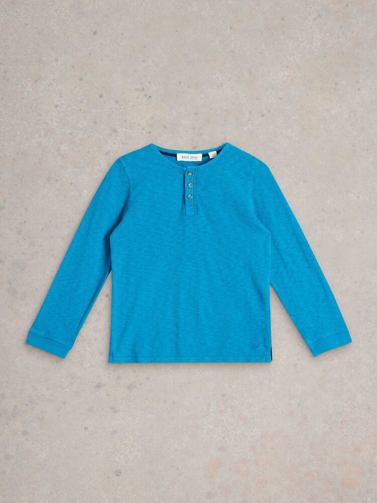 White Stuff Blue 100% Cotton Henley T-Shirt - Image 1 of 3