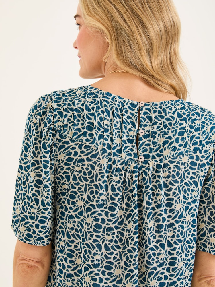 FatFace Lyndy Teal Blue Shibori Blouse - Image 4 of 5