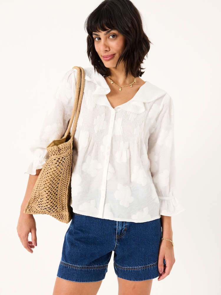 FatFace Emery White Jacquard Blouse - Image 2 of 8