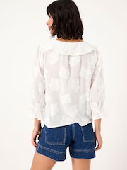 FatFace Emery White Jacquard Blouse - Image 3 of 8