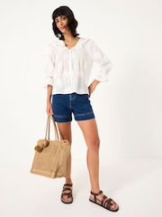 FatFace Emery White Jacquard Blouse - Image 4 of 8