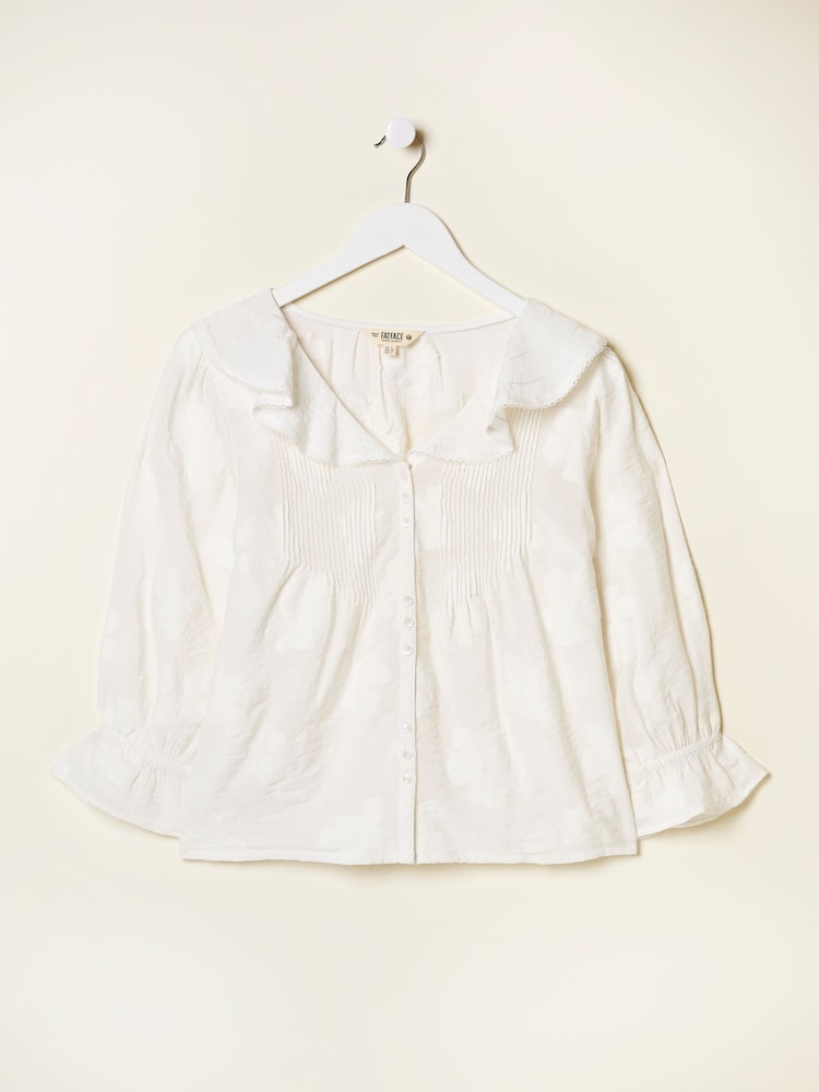 FatFace Emery White Jacquard Blouse - Image 8 of 8