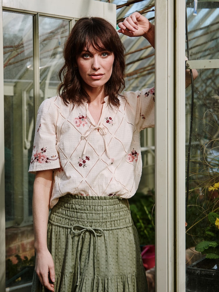 FatFace Airee Ivory Beeble Embroidered Blouse - Image 1 of 8