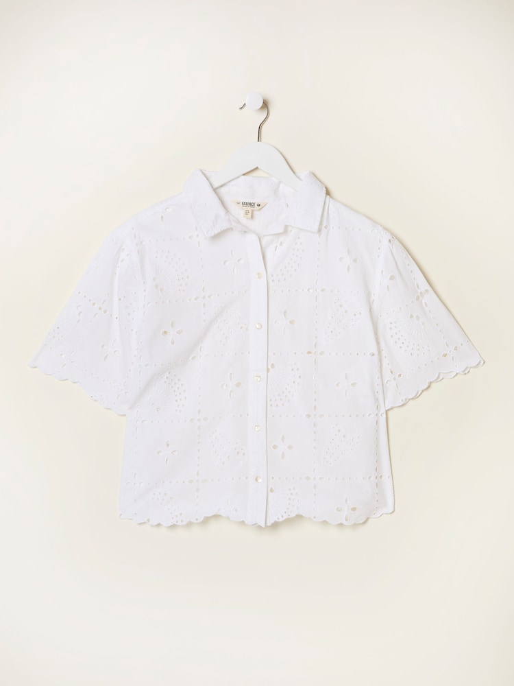 FatFace White Beachwear Shell Broderie Shirt - Image 5 of 5