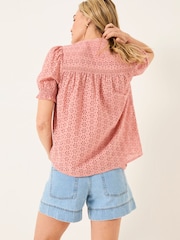FatFace Bonnie Rose Pink Broderie Blouse - Image 2 of 5