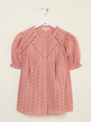FatFace Bonnie Rose Pink Broderie Blouse - Image 5 of 5